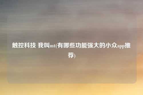 触控科技 我叫mt(有哪些功能强大的小众app推荐)