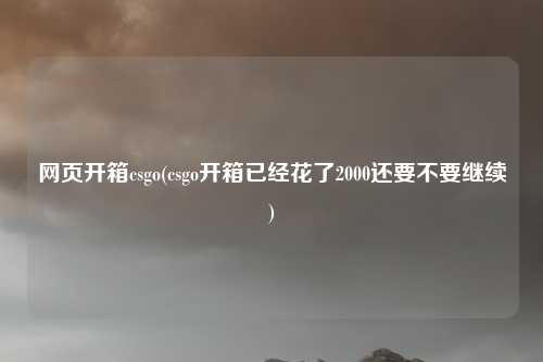 网页开箱csgo(csgo开箱已经花了2000还要不要继续)