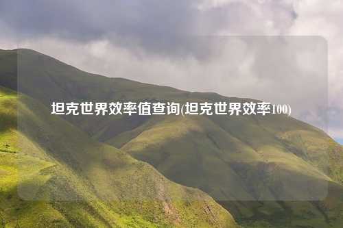 坦克世界效率值查询(坦克世界效率100)