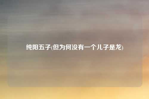 纯阳五子(但为何没有一个儿子是龙)