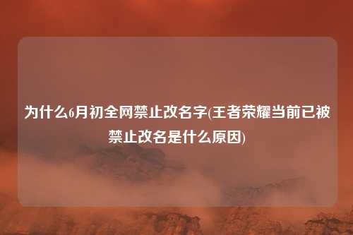 为什么6月初全网禁止改名字(王者荣耀当前已被禁止改名是什么原因)