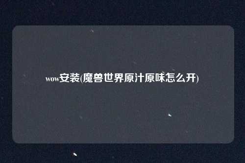 wow安装(魔兽世界原汁原味怎么开)