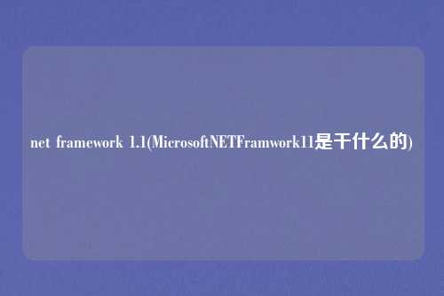 net framework 1.1(MicrosoftNETFramwork11是干什么的)