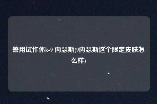 警用试作体k-9 内瑟斯(9内瑟斯这个限定皮肤怎么样)