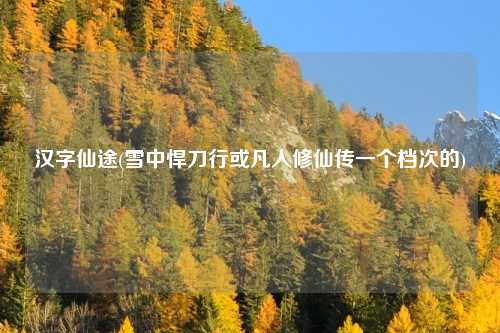 汉字仙途(雪中悍刀行或凡人修仙传一个档次的)