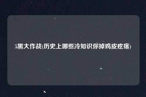 5黑大作战(历史上哪些冷知识你掉鸡皮疙瘩)