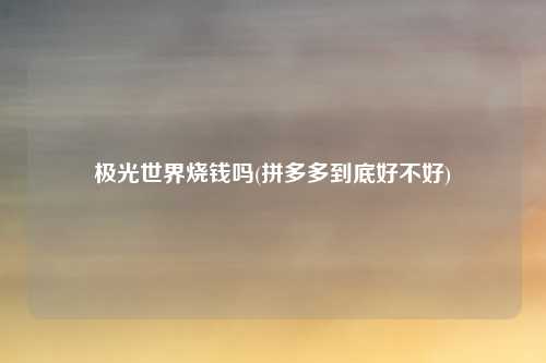 极光世界烧钱吗(拼多多到底好不好)