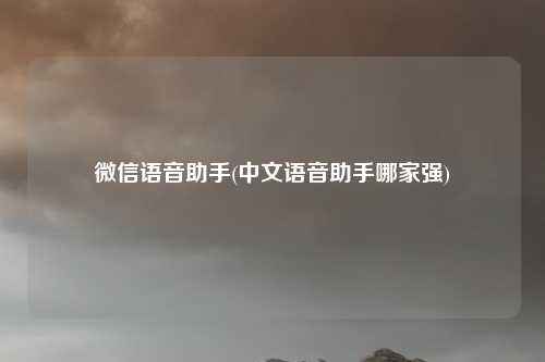 微信语音助手(中文语音助手哪家强)