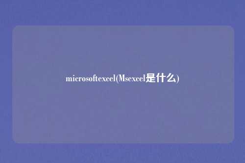 microsoftexcel(Msexcel是什么)