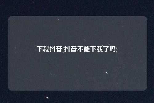 下栽抖音(抖音不能下载了吗)