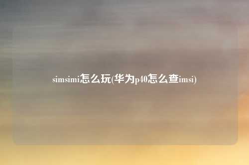 simsimi怎么玩(华为p40怎么查imsi)