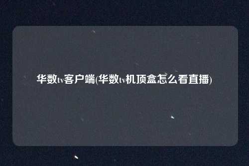 华数tv客户端(华数tv机顶盒怎么看直播)