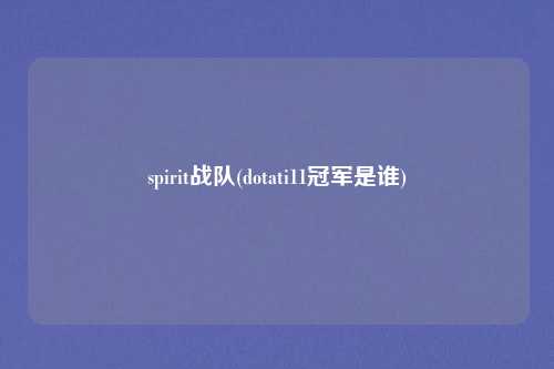 spirit战队(dotati11冠军是谁)