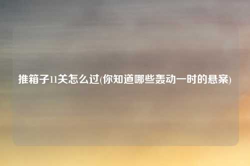推箱子11关怎么过(你知道哪些轰动一时的悬案)