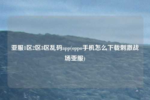 亚服1区2区3区乱码app(oppo手机怎么下载刺激战场亚服)