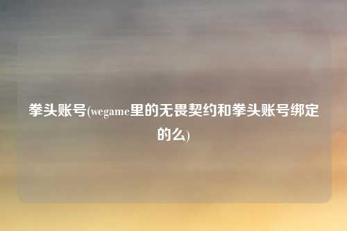 拳头账号(wegame里的无畏契约和拳头账号绑定的么)