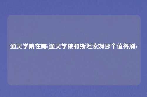 通灵学院在哪(通灵学院和斯坦索姆哪个值得刷)