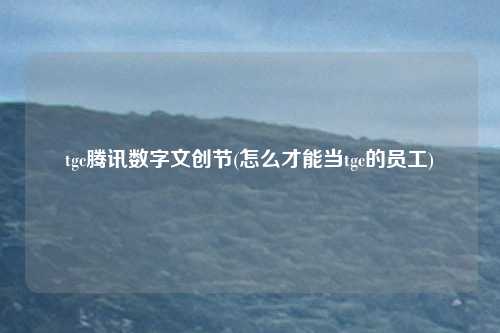 tgc腾讯数字文创节(怎么才能当tgc的员工)