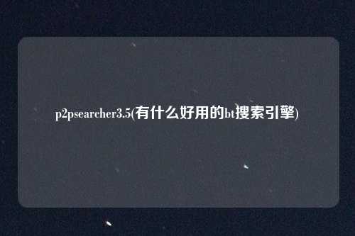 p2psearcher3.5(有什么好用的bt搜索引擎)