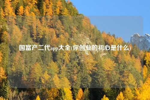 国富产二代app大全(你创业的初心是什么)