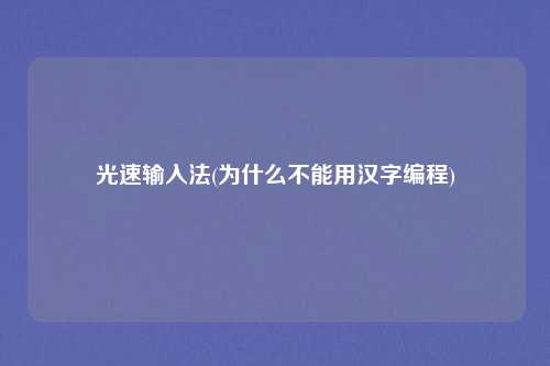 光速输入法(为什么不能用汉字编程)