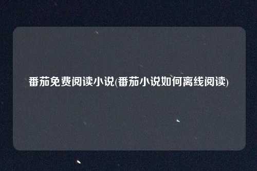 番茄免费阅读小说(番茄小说如何离线阅读)