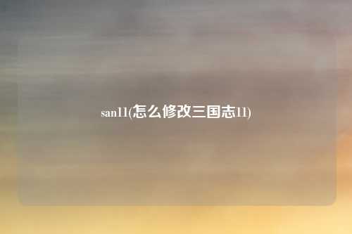 san11(怎么修改三国志11)
