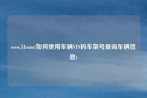 www.51com(如何使用车辆VIN码车架号查询车辆信息)