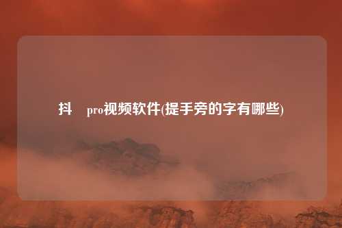 抖抈pro视频软件(提手旁的字有哪些)