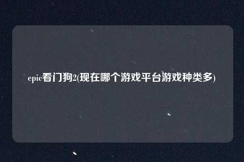 epic看门狗2(现在哪个游戏平台游戏种类多)