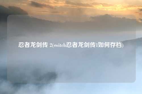 忍者龙剑传 2(switch忍者龙剑传1如何存档)