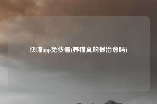 快喵app免费看(养猫真的很治愈吗)