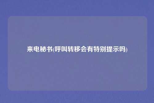 来电秘书(呼叫转移会有特别提示吗)