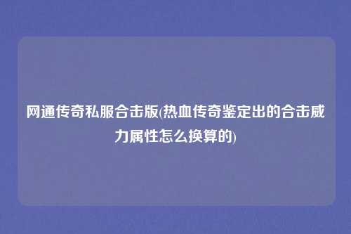 网通传奇私服合击版(热血传奇鉴定出的合击威力属性怎么换算的)