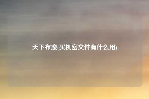 天下布魔(买机密文件有什么用)