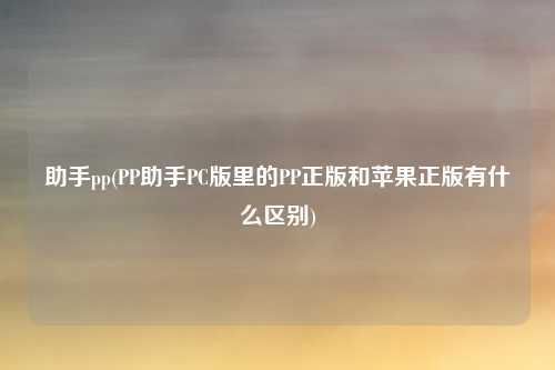 助手pp(PP助手PC版里的PP正版和苹果正版有什么区别)