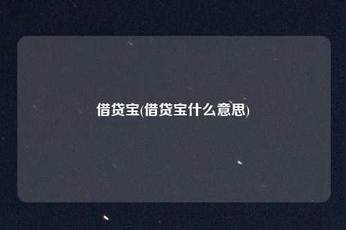 借贷宝(借贷宝什么意思)