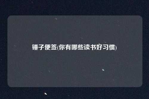 锤子便签(你有哪些读书好习惯)