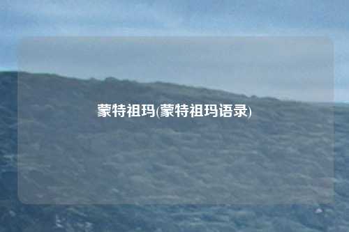 蒙特祖玛(蒙特祖玛语录)