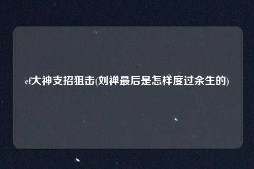 cf大神支招狙击(刘禅最后是怎样度过余生的)