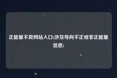 正能量不良网站入口(涉及导向不正或非正能量信息)