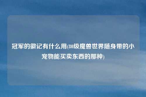 冠军的徽记有什么用(80级魔兽世界随身带的小宠物能买卖东西的那种)