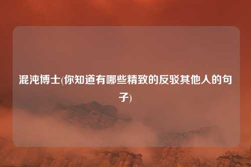 混沌博士(你知道有哪些精致的反驳其他人的句子)