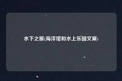 水下之旅(海洋馆和水上乐园文案)