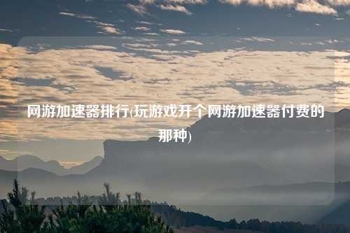 网游加速器排行(玩游戏开个网游加速器付费的那种)