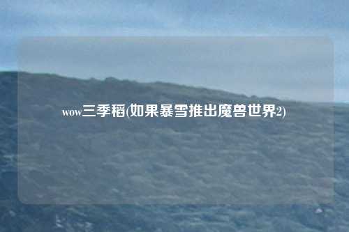 wow三季稻(如果暴雪推出魔兽世界2)