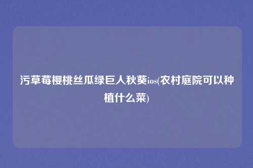 污草莓樱桃丝瓜绿巨人秋葵ios(农村庭院可以种植什么菜)
