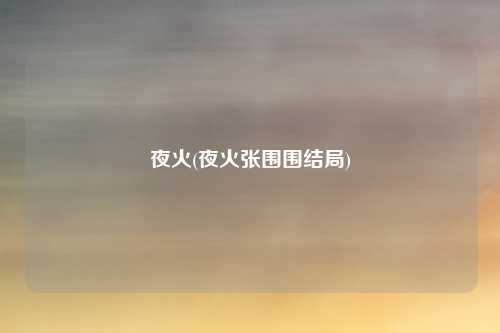 夜火(夜火张围围结局)