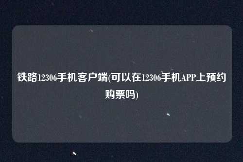 铁路12306手机客户端(可以在12306手机APP上预约购票吗)