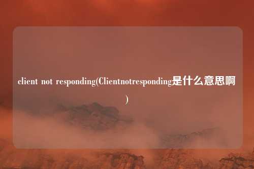 client not responding(Clientnotresponding是什么意思啊)